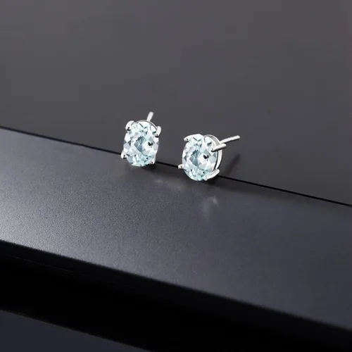 Miniatura 196 de Gem Stone King Aretes de oro de 14 quilates con piedra natal ovalada de 0.315 x 0.236 in Aretes de oro para mujer