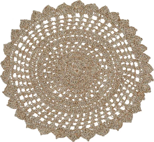 Miniatura 11 de Alfombra de punto de ganchillo tejida a mano, de yute, redonda, de 3 pies, natural, antideslizante, hecha a mano, para cocina, sala de estar
