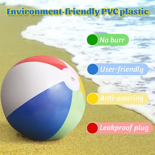Miniatura 6 de Paquete de 5 bolas inflables de playa grandes de 24 pulgadas, color arcoíris, pelota de piscina, juguetes de piscina, pelotas de piscina