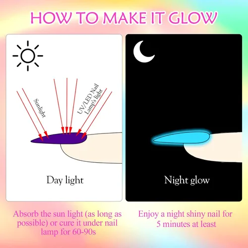 Miniatura 9 de MEET ACROSS Juego de esmaltes de uñas de gel luminosos de caramelo de 6 colores, esmalte de uñas de gel que brilla en la oscuridad con cepillo