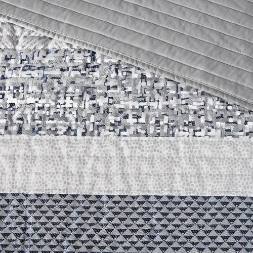Miniatura 22 de Madison Park Juego de edredón Queen de jacquard lustroso y purpurina, conjunto de cubrecama para cama tamaño Queen – para todas las estaciones