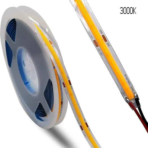 Miniatura 2 de Tira LED COB de 12 V CC de alta densidad flexible Ra90+ luces blancas cálidas 16.4 ft (luz cálida 3000 K, 320 LEDsm)