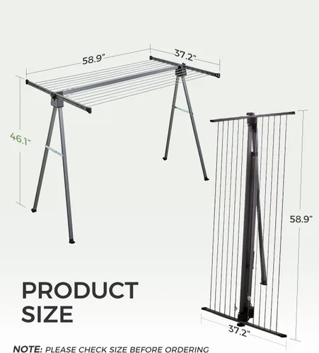 Miniatura 4 de JS HANGER Tendedero plegable para exteriores, de acero inoxidable resistente, secadora de ropa portátil plegable de 46 pies