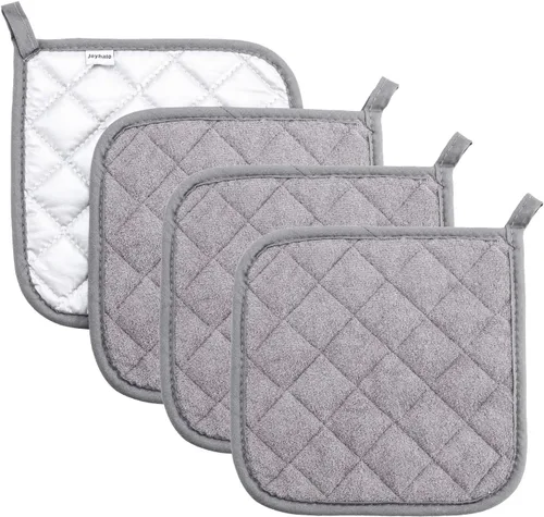 Miniatura 31 de Joyhalo Paquete de 6 agarraderas para ollas de cocina, agarradera de horno de algodón con gran resistencia al calor, almohadillas térmicas Especias