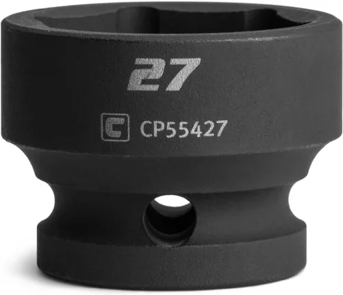 Capri Tools - Llave de vaso de impacto corto de 27 mm, 1/2 pulg. de conducción, 6 puntos, métrica