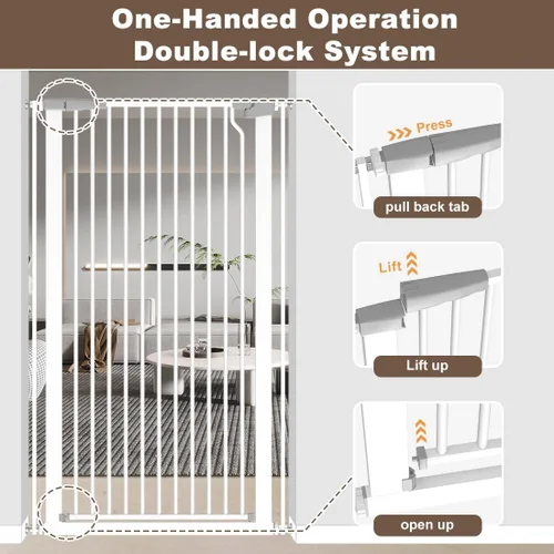 Miniatura 3 de Puerta para gatos extra alta de 51.18 pulgadas, puerta ajustable para mascotas para puertas y escaleras de 29.5 a 40.5 pulgadas de ancho, puerta