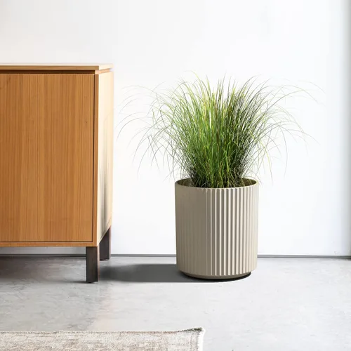 Miniatura 5 de Veradek Demi Series Maceta redonda para porche, patio, jardín trasero Material duradero de plástico-hormigón Decoración moderna para plantas