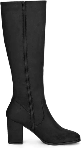 Miniatura 6 de Allegra K Botas altas hasta la rodilla con cremallera lateral y tacón grueso para mujer