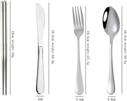 Miniatura 2 de Hoshen Cuchillo de acero inoxidable, tenedor, cuchara, palillos, vajilla de paja, juego de ocho piezas de vajilla occidental, cuchillo y tenedor