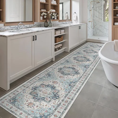 Miniatura 188 de Madane Tapete lavable de 2 x 10 pies para pasillo, cocina, recibidor, clásico, suave, antideslizante para interiores, casa de campo, baño, sala