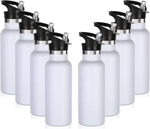 Miniatura 30 de Volhoply Botella de agua aislada para niños de 17 onzas, botellas de agua de acero inoxidable con tapa con pajilla, botella de agua de metal al
