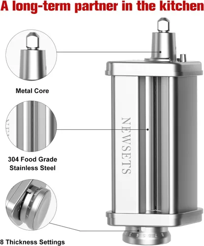 Miniatura 3 de 3 piezas de accesorios para máquina de pasta para todos los mezcladores KitchenAid, accesorios para pasta que incluyen rodillo de pasta, cortador