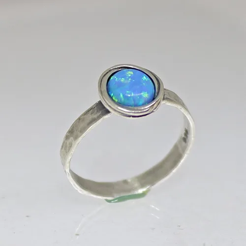 Miniatura 36 de Anillo de plata de ley con piedras preciosas para mujer, anillo apilable de piedra martillada, anillo de piedra natal