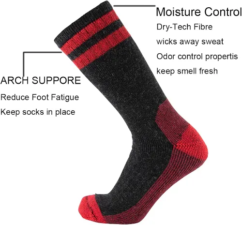 Miniatura 2 de CEREBRO Calcetines de lana merino para hombre calcetines acolchados a media pantorrilla que absorben la humedad calcetines de senderismo para hombre