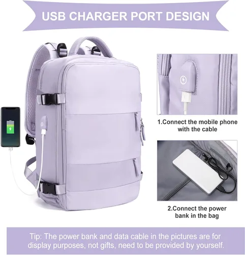 Miniatura 6 de coowoz Mochila de viaje grande para mujeres y hombres,Mochila de transporte,Mochila de senderismo impermeable para deportes al aire libre, Púrpura