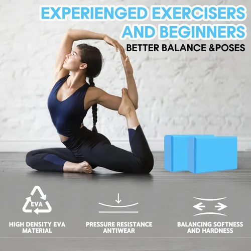 Miniatura 4 de Bloque de yoga - Espuma EVA de látex sin soporte - Superficie antideslizante suave con bisel para yoga, pilates, meditación - Accesorios de yoga