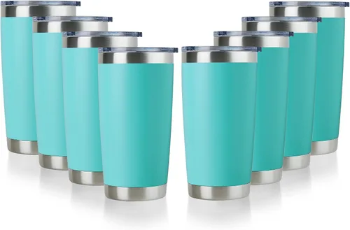 Miniatura 8 de DOMICARE Vaso de acero inoxidable de 20 onzas a granel con tapa, taza de viaje aislada al vacío de doble pared, taza de café con recubrimiento