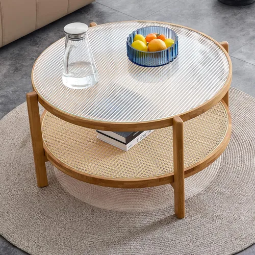 Miniatura 13 de Mesa de centro de madera, mesa central rectangular de 47.2 pulgadas con escritorio de MDF y patas de metal, moderna mesa de té de madera maciza