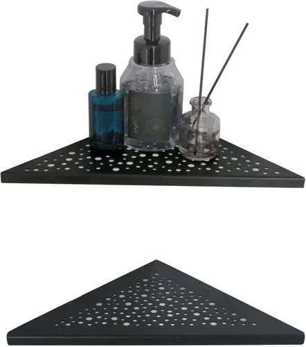Miniatura 10 de WELLUP Estante de ducha esquinero con 4 ganchos, estantes de baño empotrados de acero inoxidable 304 de 10 pulgadas, instalación sin taladrar
