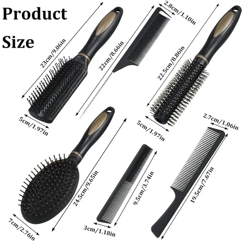 Miniatura 5 de Juego de 6 peines desenredantes para mujeres y hombres, para cabello liso, rizado y todo tipo de cabello