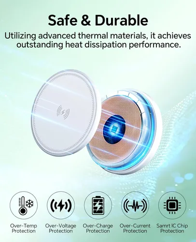 Miniatura 4 de Paquete de 2 cargadores inalámbricos magnéticos de 15 W, almohadilla de carga rápida con adaptador de 20 W y cables de 6 pies para iPhone