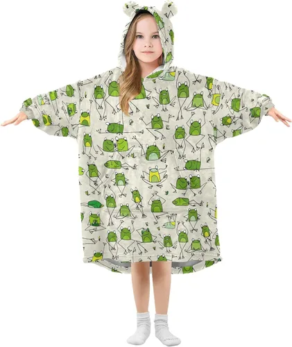Miniatura 26 de Mantas portátiles para niños, sudadera con capucha tipo manta de gran tamaño, suave y cálida, regalos para niños, niñas y adolescentes de 3 a 14