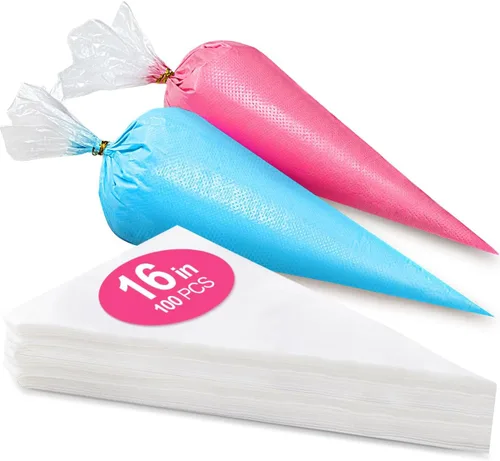 Bolsas de tubería de 16 pulgadas desechables, 100 piezas de bolsas de pastelería grandes, bolsas para glaseado, bolsas para decoración de pasteles,