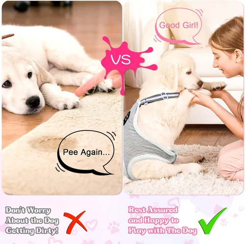 Miniatura 3 de Nuanchu 3 Piezas Pañales Sanitarios para Perras con Tirantes Ajustables, Pañales Lavables Reutilizables para Perros Pequeños Medianos Grandes