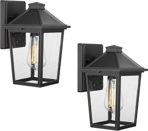 Miniatura 8 de Lámpara de pared para exteriores, linterna de pared exterior HWH, luces de porche al aire libre con pantalla de vidrio sembrado para puerta, garaje