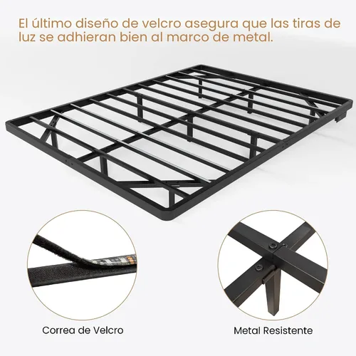 Miniatura 7 de SHA CERLIN Marco de cama flotante tamaño twin con luces LED inteligentes y estación de carga, cama de plataforma de metal resistente con diseño