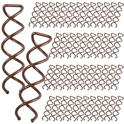 Miniatura 8 de FANDAMEI 50 horquillas para el cabello en espiral, puntas redondas que no rayan, con tornillo giratorio para mujer, estilo de moño, bricolaje, Negro