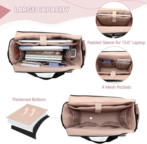 Miniatura 3 de Bolso para profesores con compartimento para laptop, bolsa grande para trabajo y suministros para profesores, color negro (vacío, diseño patentado)