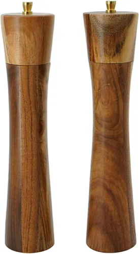 Miniatura 8 de Molinillo de pimienta de madera, molinillo de pimienta con grosor ajustable, madera de acacia recargable, salero y pimentero, molinillo manual de 10