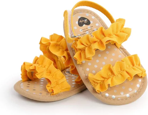 Miniatura 3 de COSANKIM Sandalias de verano para bebés y niñas con suela suave de flores, zapatos de vestir para cuna, recién nacidos, para recién nacidos