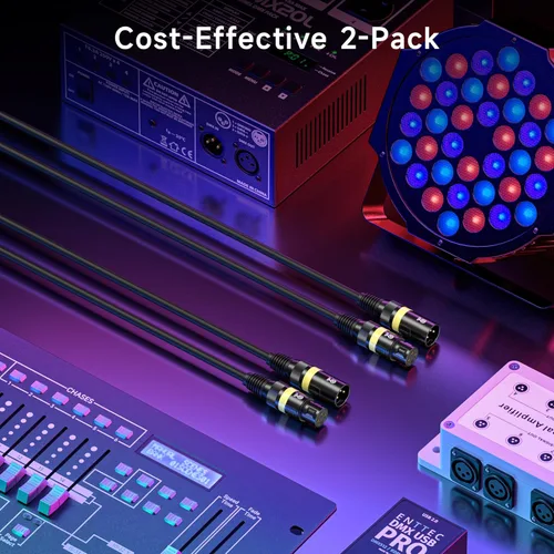 Miniatura 7 de Cable Matters Paquete de 2 cables DMX de luz de escenario de 22 AWG de 10 pies / 9.8 ft con conector XLR de 3 pines, cable de iluminación DMX macho