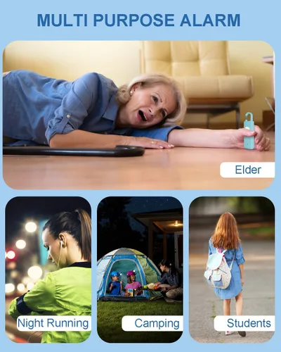 Miniatura 3 de Alarma de seguridad personal recargable para mujeres, sonido de sirena fuerte, luz LED estroboscópica SOS, carga USB, llavero de alarma personal Agua