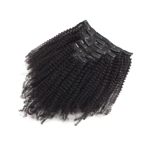 Miniatura 8 de ABH AMAZINGBEAUTY HAIR Extensiones de cabello humano real con clip, 4A 4B, rizado con clip, 4.23 oz, 7 piezas, 17 clips, 4.23 oz, color negro #1B
