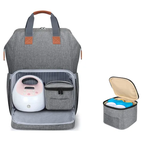 Miniatura 9 de LUXJA Bolsa para extractor de leche con compartimentos para bolsa enfriadora y laptop, mochila para extractor de leche con 2 opciones de uso