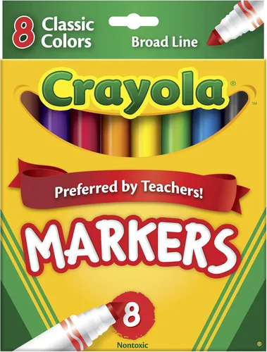 Crayola Marcadores de línea ancha, suministros escolares, los colores pueden variar, 8 unidades