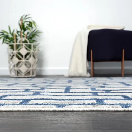 Miniatura 9 de Abani Atlas - Alfombra rectangular de 4 x 6 pies, color azul/gris, duradera, no desprende pelusa, fácil de limpiar