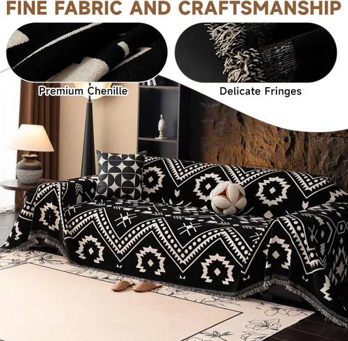 Miniatura 155 de VClife Fundas de sofá bohemio de felpilla para sofá seccional, fundas de sofá suaves y antideslizantes para sofá de 2 cojines, protector de muebles