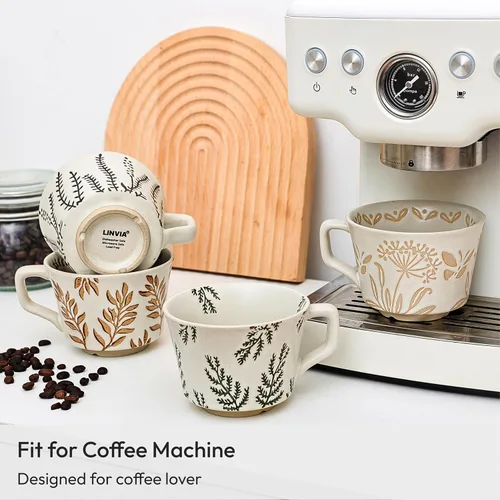 Miniatura 6 de Taza de Café de Cerámica, Taza de Té Única y Novedosa de 12 oz con Asa, Taza de Gres para Té Mocha Latte Cappuccino Espresso