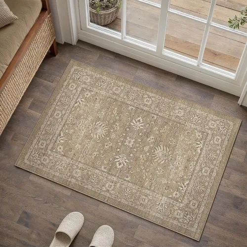 Miniatura 114 de PureCozy - Alfombra de área beige de 8 x 10, lavable, vintage, alfombra para sala de estar, dormitorio, gran alfombra suave retro de pelo bajo