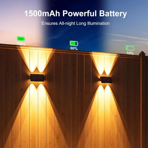 Miniatura 9 de 4 Pack Solar Powered Wall Lights for Outside Up and Down Fence Mount LED Outdoor Decorative Waterproof Lamps for Porch, Deck, Patio, Yard, Garden, 4