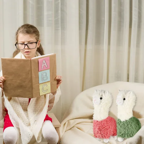 Miniatura 6 de Chalyna Juego de 2 piezas de peluche de llama suave de 10 pulgadas, juego de juguetes de alpaca Kawaii para bebés, niñas y niños, regalo de fiesta