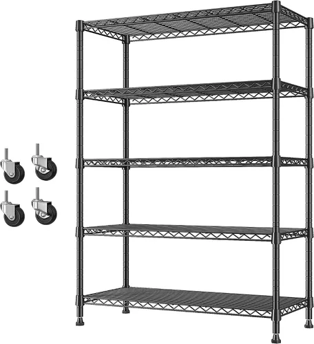 Miniatura 12 de REIBII Estantería de metal de 6 niveles, estantería de alambre resistente de 800 libras con kit antivuelcos, no necesita herramientas, estantes