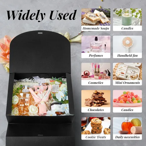 Miniatura 6 de Kucoele 15 cajas de regalo con tapas, 10.6 x 7.8 x 3.1 pulgadas, cajas de regalo de dama de honor, cajas negras de propuesta con cintas para bodas