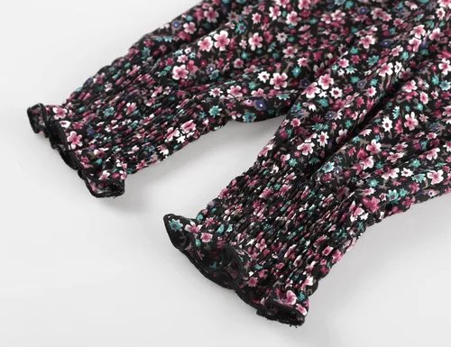 Miniatura 6 de Romanstii Camisetas casuales con cuello en V para mujer, blusas sueltas de manga larga abombada