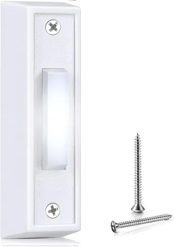 Miniatura 15 de Saillong 1 botón de timbre iluminado, botón de timbre con cable, timbre de repuesto montado en la pared de garaje con luz LED compatible con la luz