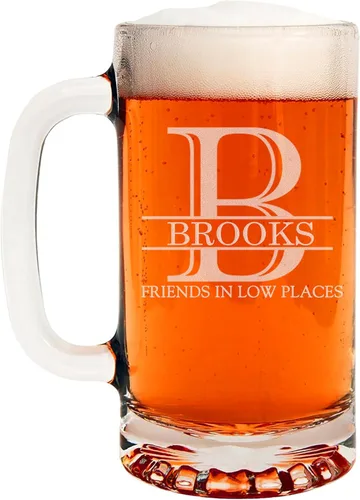Miniatura 37 de Taza de cerveza de vidrio con monograma grabado de 16 onzas (letra B), regalos de cerveza personalizados de la A-Z para hombres, Día del Padre